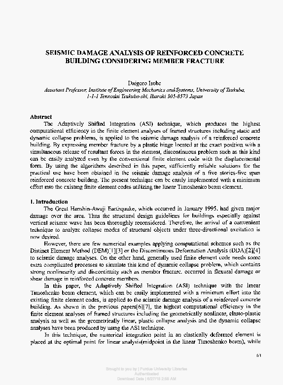 (PDF) Seismic Damage Analysis of Reinforced Concrete Frame Using the ...