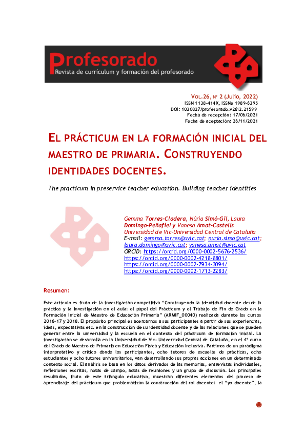 (PDF) El prácticum en la formación inicial del maestro de Primaria ...