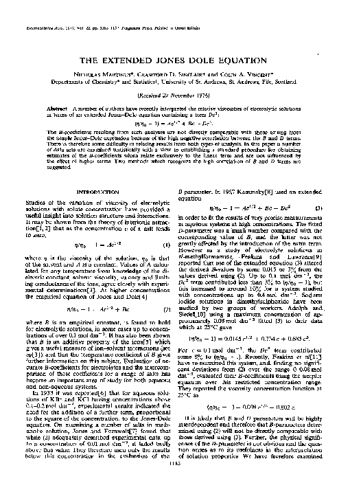 (PDF) The extended jones—dole equation