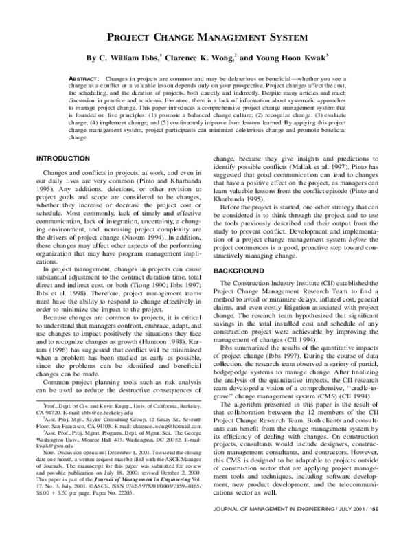 (PDF) Project Change Management System