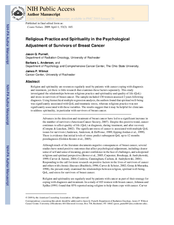 (PDF) Religious Practice and Spirituality in the Psychological ...