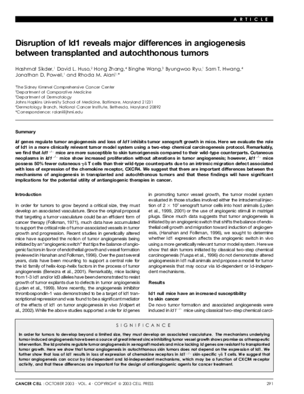 (PDF) Disruption of Id1 reveals major differences in angiogenesis ...