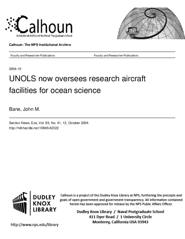(PDF) UNOLS now oversees research aircraft facilities for ocean science ...