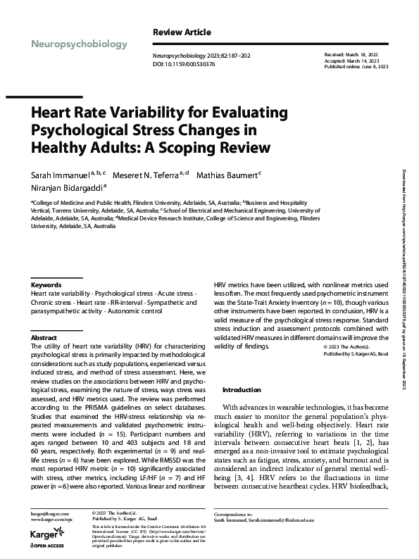 (PDF) Heart Rate Variability for Evaluating Psychological Stress ...