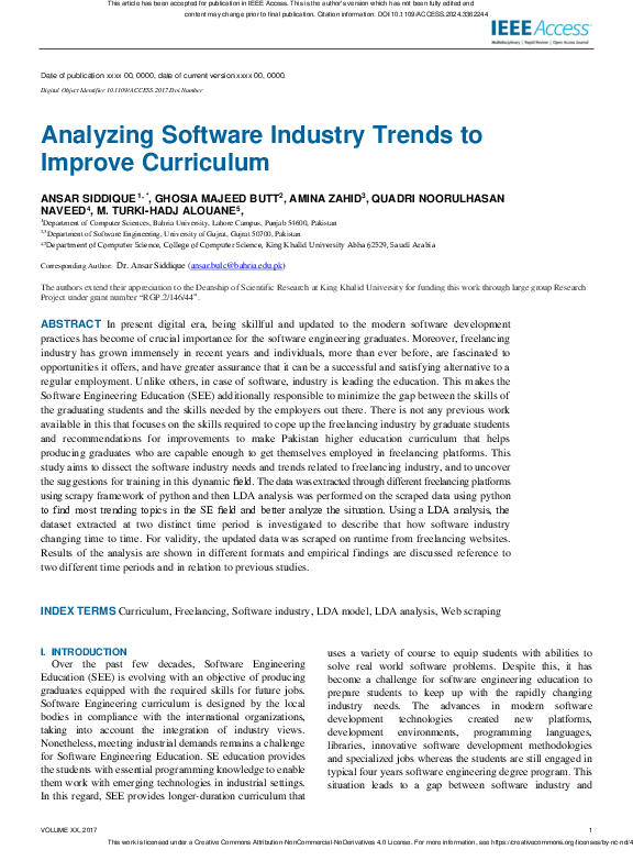 (PDF) Analyzing Software Industry Trends to Improve Curriculum