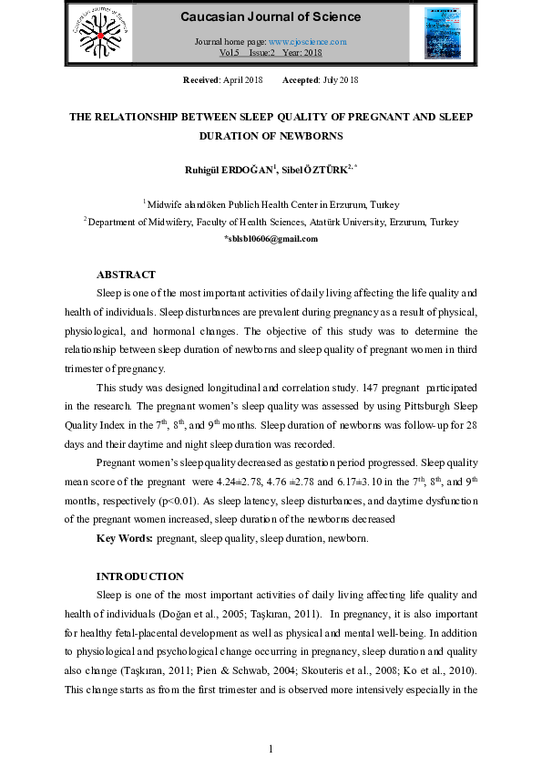 (PDF) The Relationship Between Sleep Duration of Newborns and Sleep ...