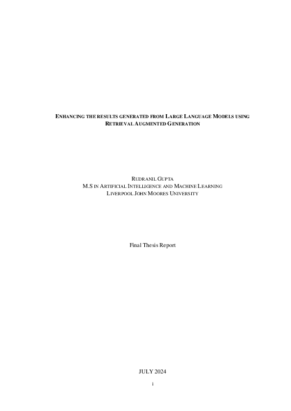 (PDF) ENHANCING THE RESULTS GENERATED FROM LARGE LANGUAGE MODELS USING ...