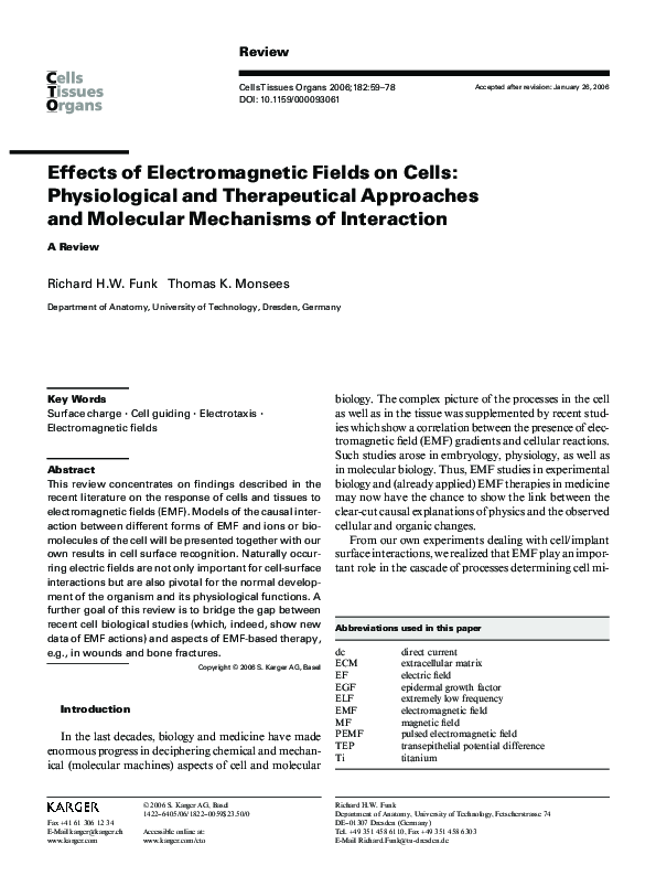 (PDF) Effects of Electromagnetic Fields on Cells: Physiological and ...