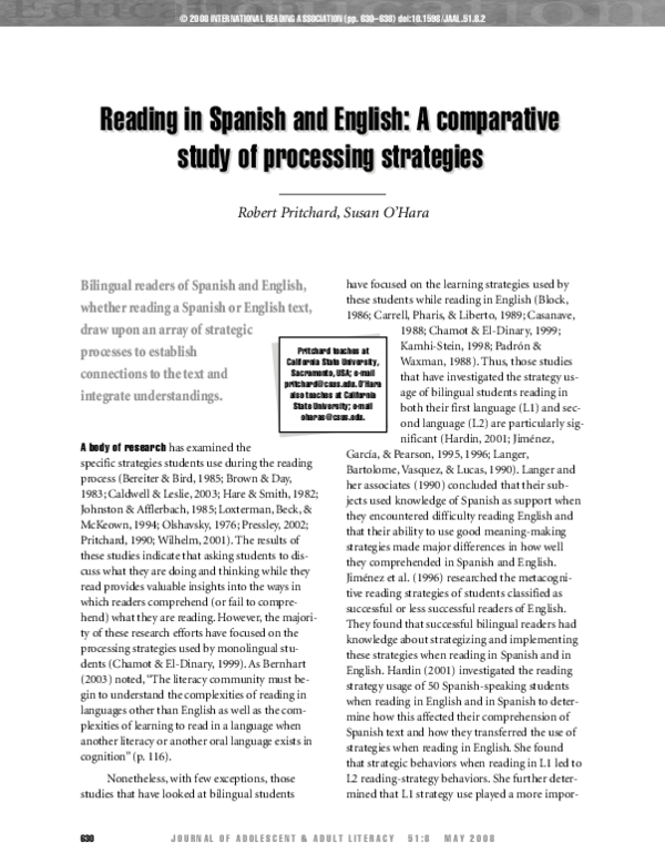 (PDF) Reading in Spanish and English: A Comparative Study of Processing ...