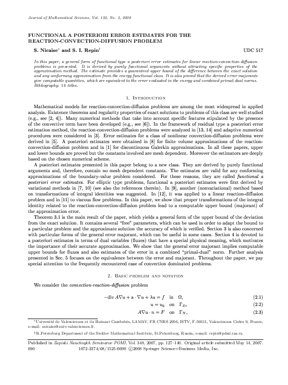 (PDF) Functional a posteriori error estimates for the reaction ...