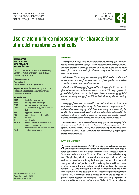 (PDF) Use of atomic force microscopy for characterization of model ...