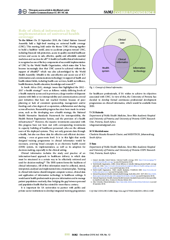 (PDF) Role of clinical informatics in the implementation of universal ...