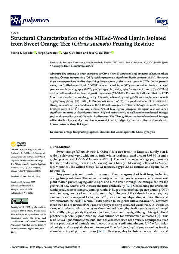(PDF) Structural Characterization of the Milled-Wood Lignin Isolated ...