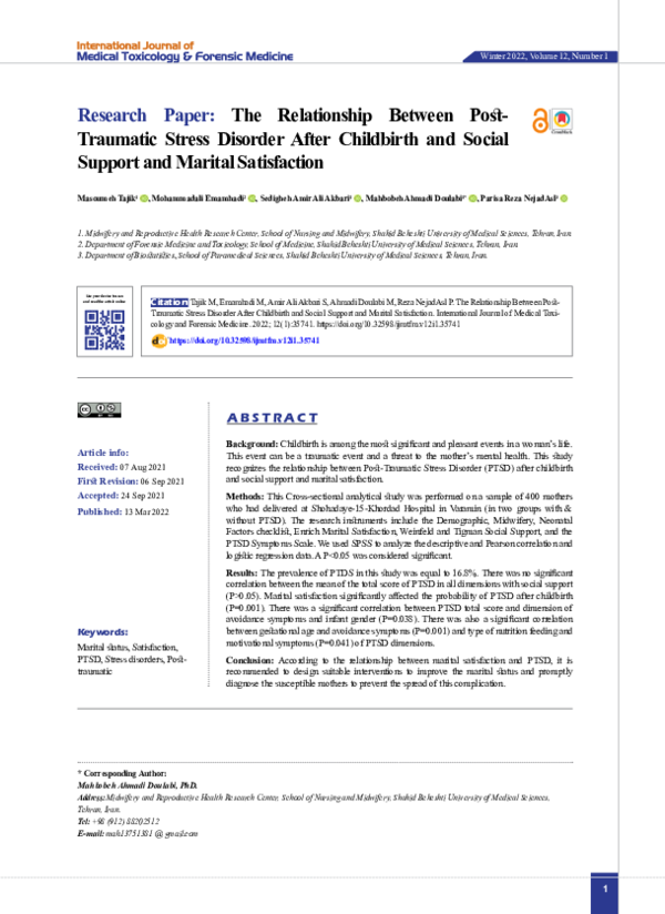 (PDF) The Relationship Between Post-Traumatic Stress Disorder After ...
