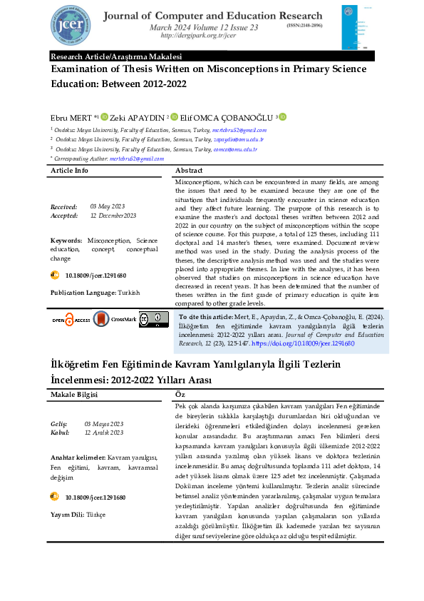  pdf examination of thesis written on misconceptions in primary