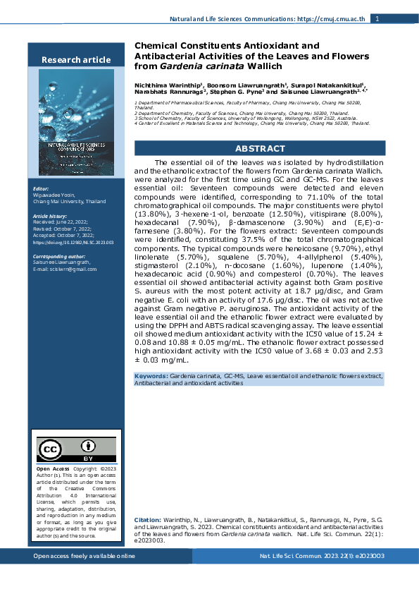 (PDF) Chemical Constituents Antioxidant and Antibacterial Activities of ...