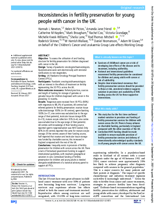 (PDF) Inconsistencies in fertility preservation for young people with ...