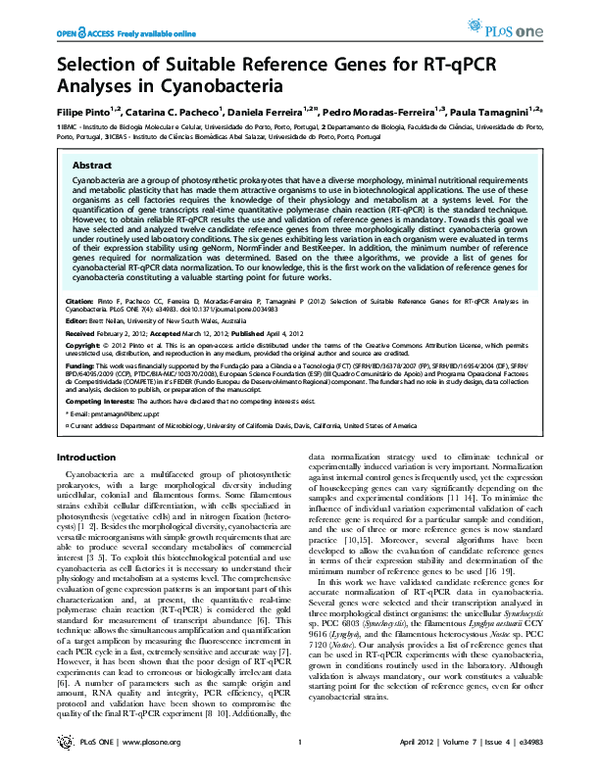 (PDF) Selection of Suitable Reference Genes for RT-qPCR Analyses in ...
