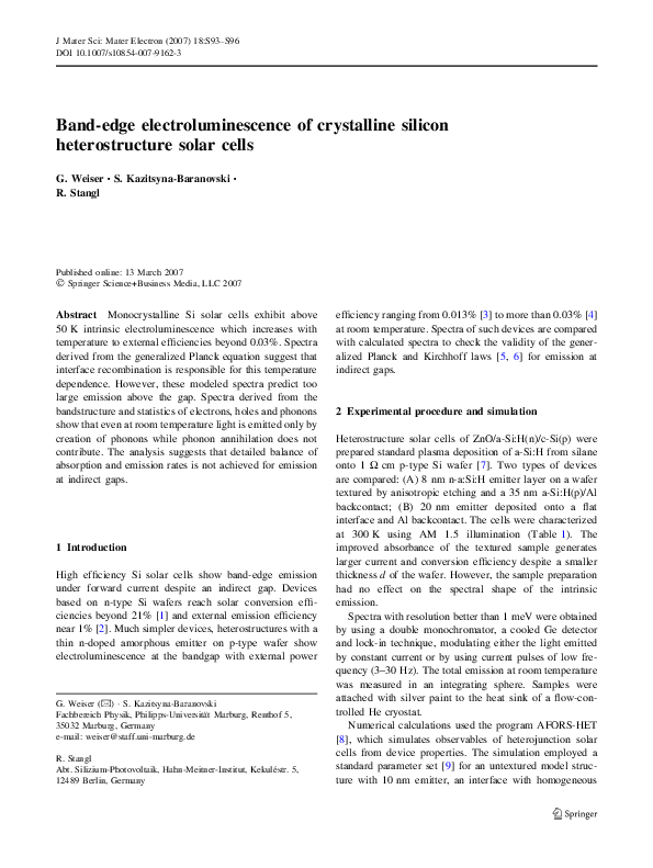(PDF) Band-edge electroluminescence of crystalline silicon ...