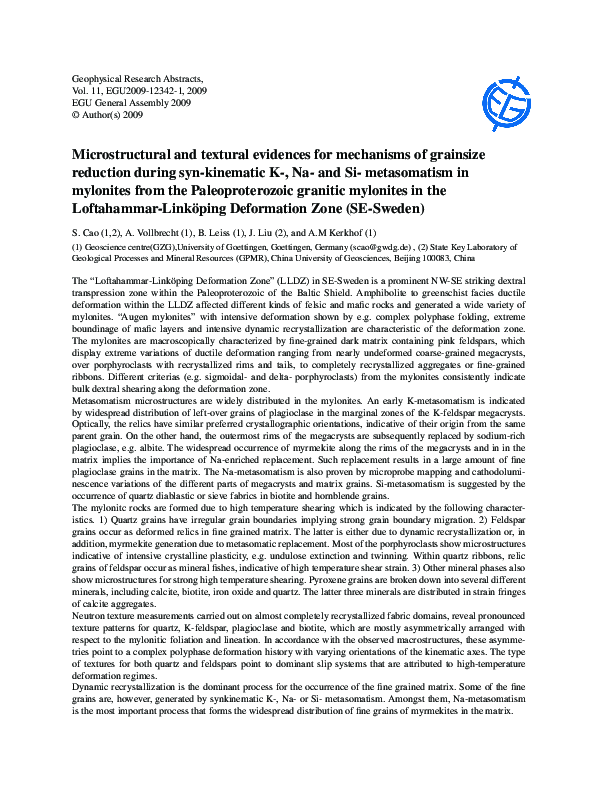 (PDF) Microstructural and textural evidences for mechanisms of ...