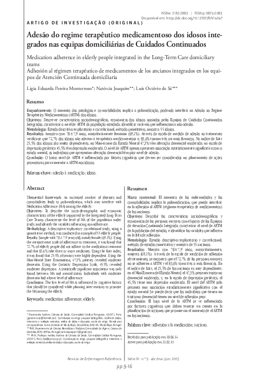(PDF) Medication adherence in elderly people integrated in the Long ...