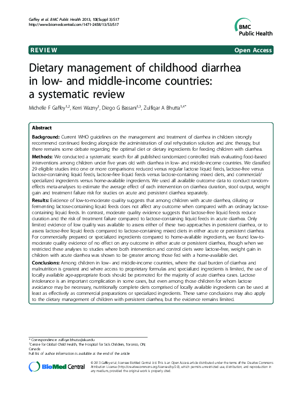 (PDF) Faculty of 1000 evaluation for Dietary management of childhood ...