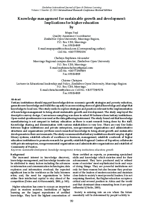 (PDF) Knowledge management for sustainable growth and development ...