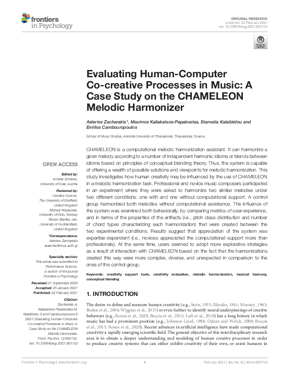 (PDF) Evaluating Human-Computer Co-creative Processes in Music: A Case ...
