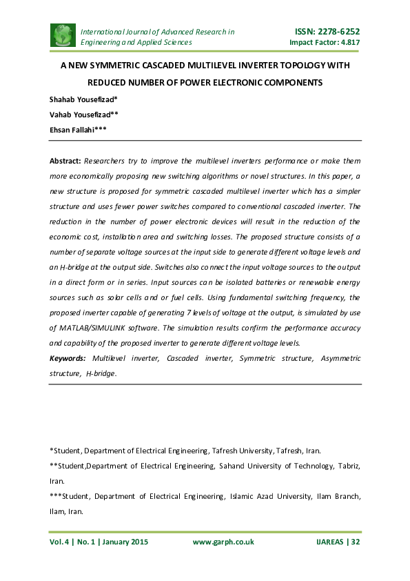 (PDF) A new symmetric cascaded multilevel inverter topology with ...