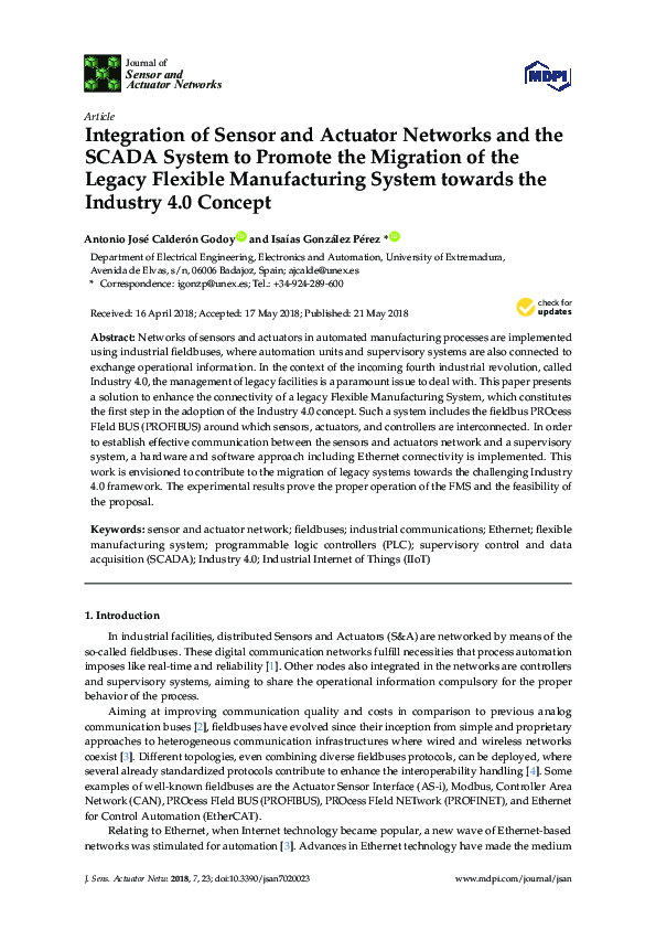 (PDF) Integration of Sensor and Actuator Networks and the SCADA System ...