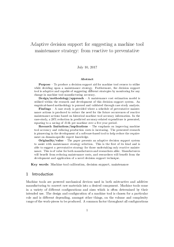 (PDF) Adaptive decision support for suggesting a machine tool ...