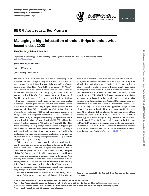 (PDF) Managing a high infestation of onion thrips in onion with ...
