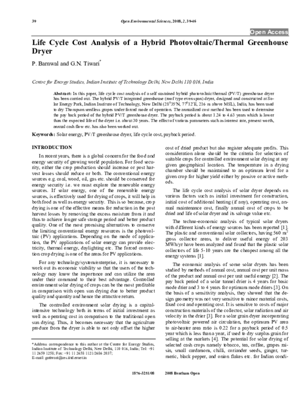 (PDF) Life Cycle Cost Analysis of a Hybrid Photovoltaic/Thermal ...