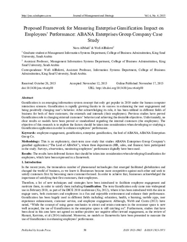 (PDF) Proposed Framework for Measuring Enterprise Gamification Impact ...