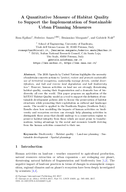 (PDF) A Quantitative Measure of Habitat Quality to Support the ...