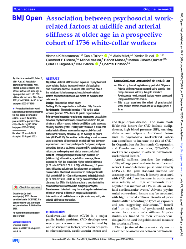 (PDF) Association between psychosocial work-related factors at midlife ...