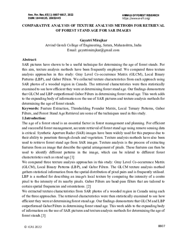 (PDF) COMPARATIVE ANALYSIS OF TEXTURE ANALYSIS METHODS FOR RETRIEVAL OF ...