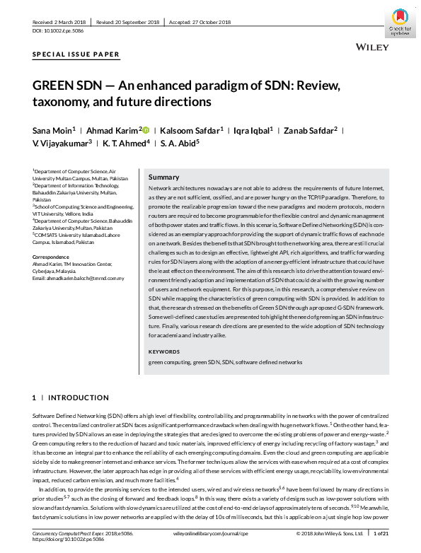 (PDF) GREEN SDN — An enhanced paradigm of SDN: Review, taxonomy, and ...