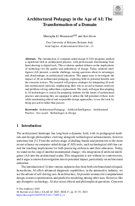 (PDF) Architectural Pedagogy in the Age of AI: The Transformation of a ...