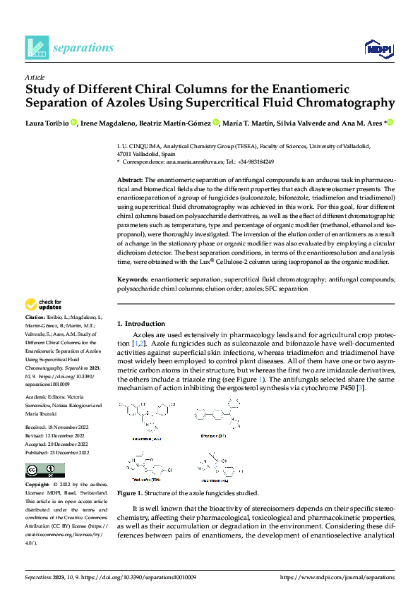(PDF) Study of Different Chiral Columns for the Enantiomeric Separation ...