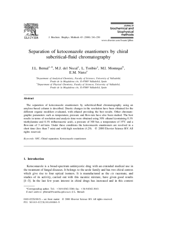 (PDF) Separation of ketoconazole enantiomers by chiral subcritical ...