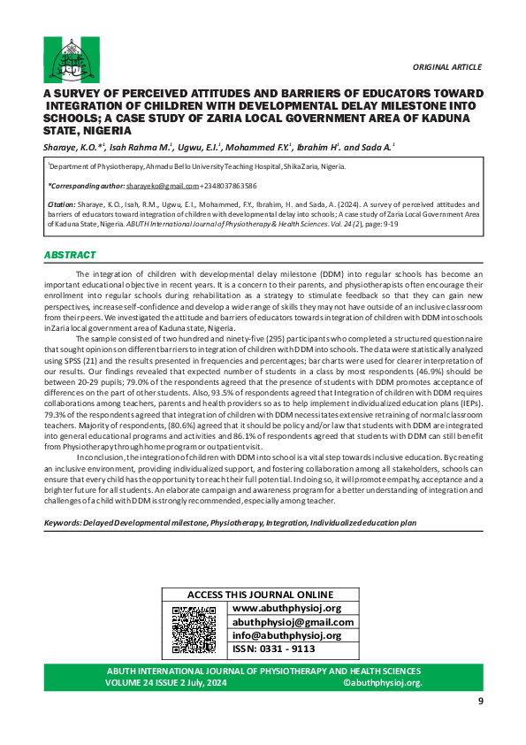 (PDF) A SURVEY OF PERCEIVED ATTITUDES AND BARRIERS OF EDUCATORS TOWARD ...