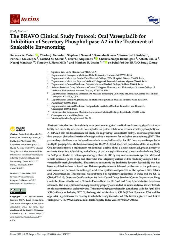 (PDF) The BRAVO Clinical Study Protocol: Oral Varespladib for ...