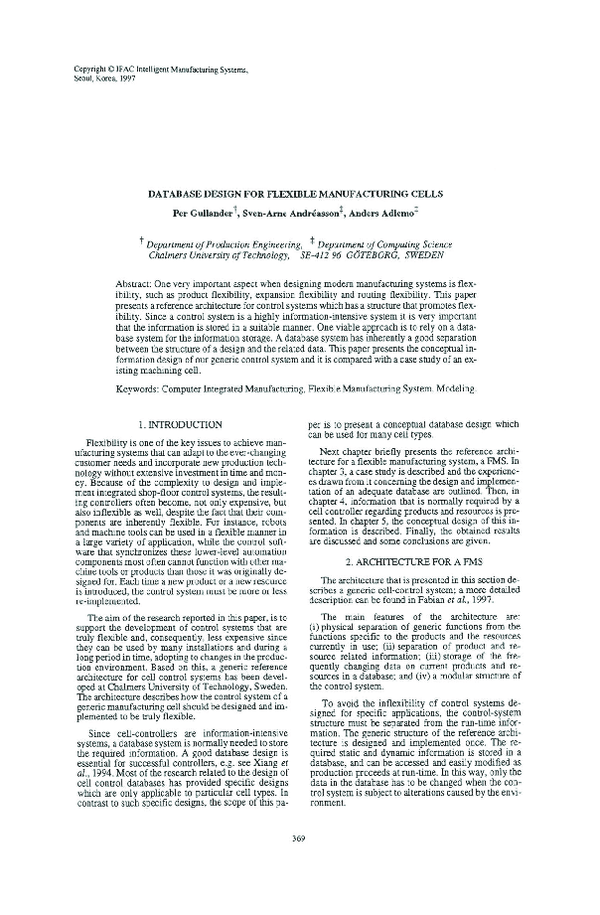 (PDF) Database Design for Flexible Manufacturing Cells