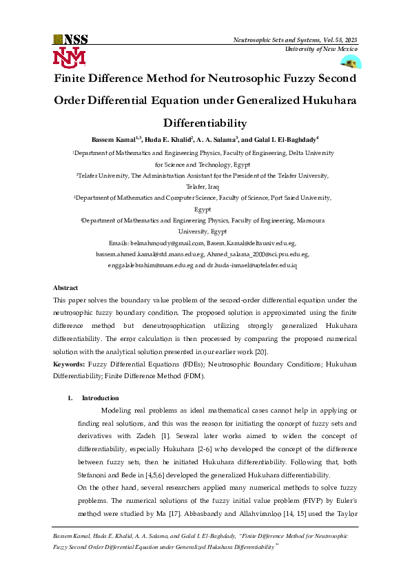 (PDF) Finite Difference Method for Neutrosophic Fuzzy Second Order ...