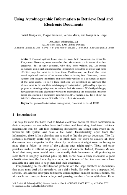 (PDF) Using Autobiographic Information to Retrieve Real and Electronic ...