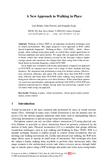(PDF) A new approach to walking in place