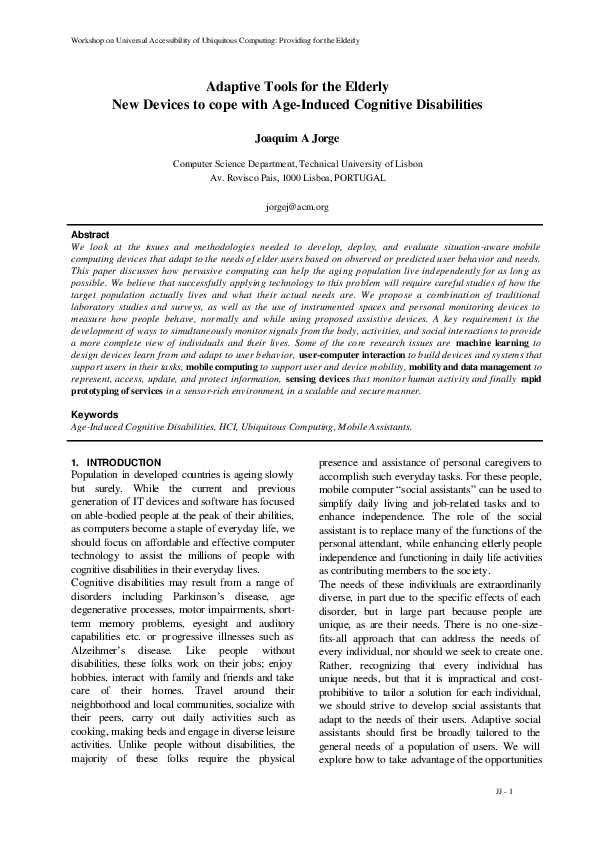 (PDF) Adaptive tools for the elderly