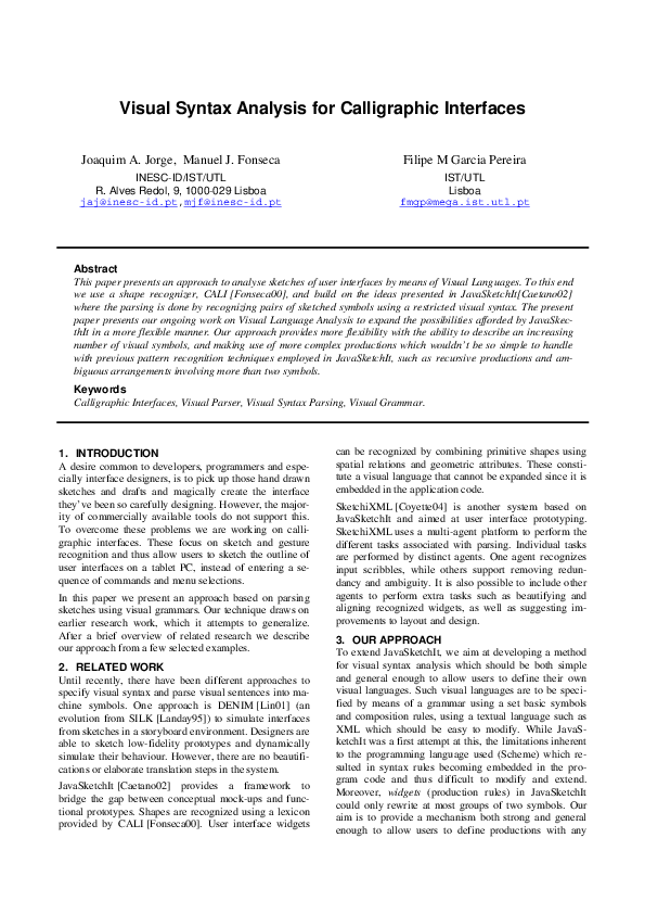 (PDF) Visual Syntax Analysis for Calligraphic Interfaces