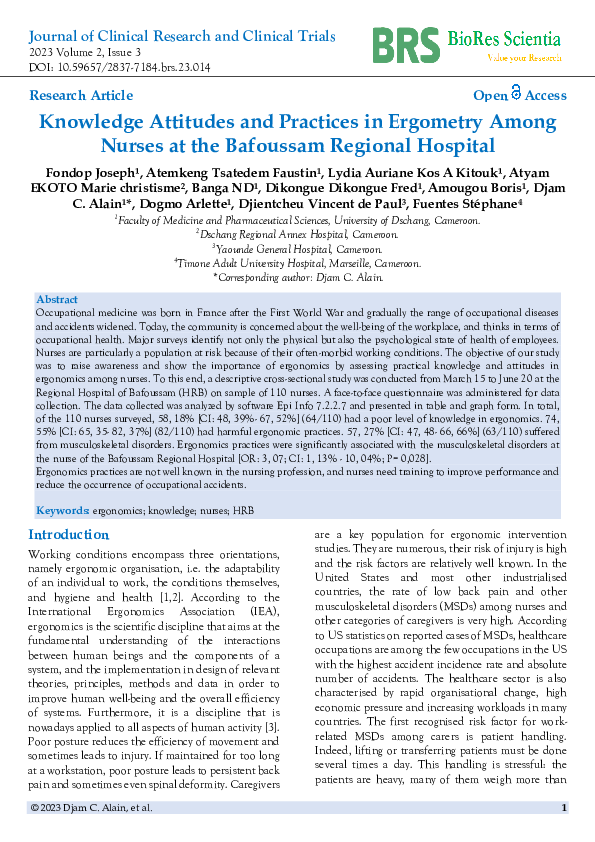 (PDF) Knowledge Attitudes and Practices in Ergometry Among Nurses at ...